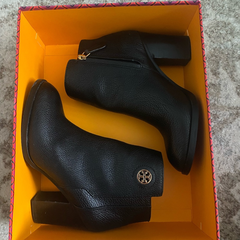 Tory Burch black ankle bootie- calf leather